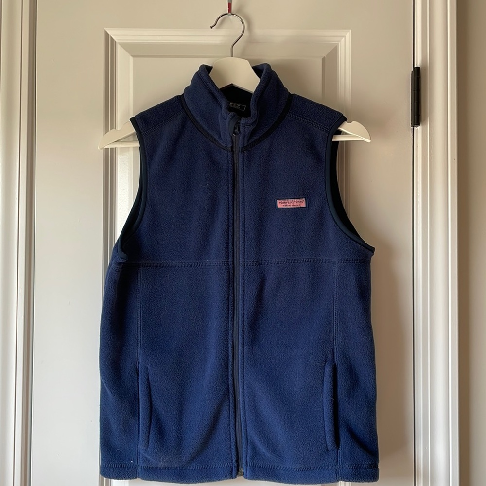 Vineyard Vines Kid Boys M 12-14 Navy Blue Vest 100% Polyester - Very Gently Worn
